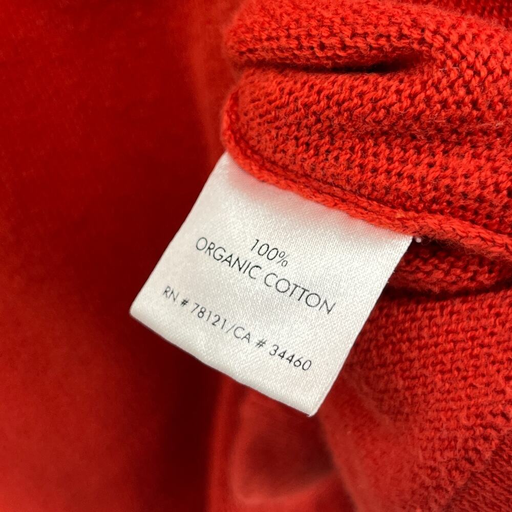 EILEEN FISHER Sweater S Organic Cotton Snap Front Drawstring Cardigan Orange - Picture 7 of 10